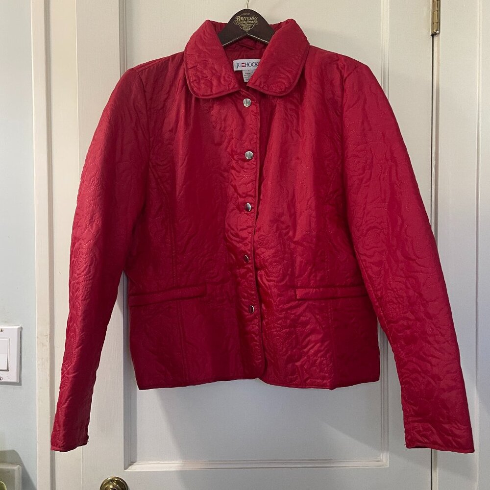 Lightweight Jacket Size Large Red with rose designs - Picture 2 of 5